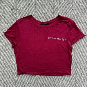 Forever 21 “Born in the 90’s” red cropped top - S